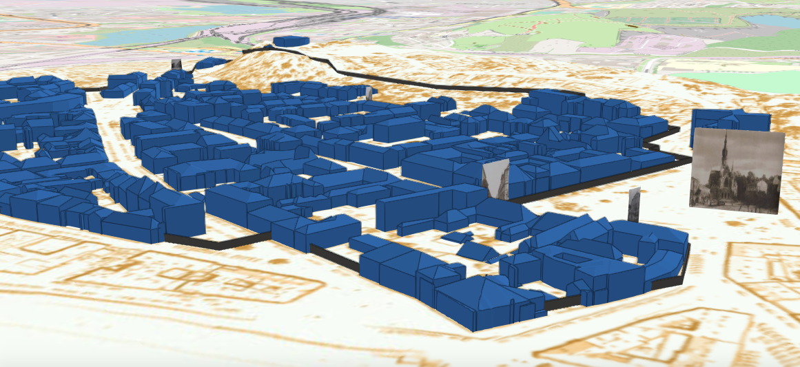 screenshot of 3d buildings in the ghetto from arcgis